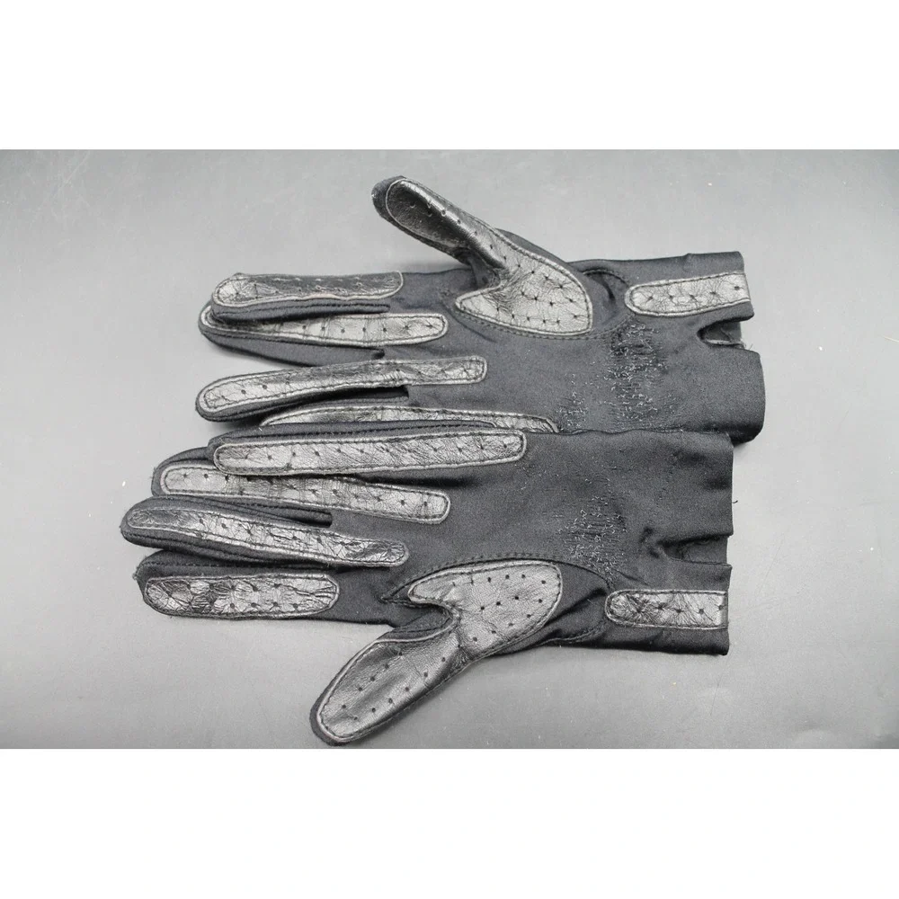 Vintage Isotoner Aris Black Driving Gloves Leather Trim Women's FAIR